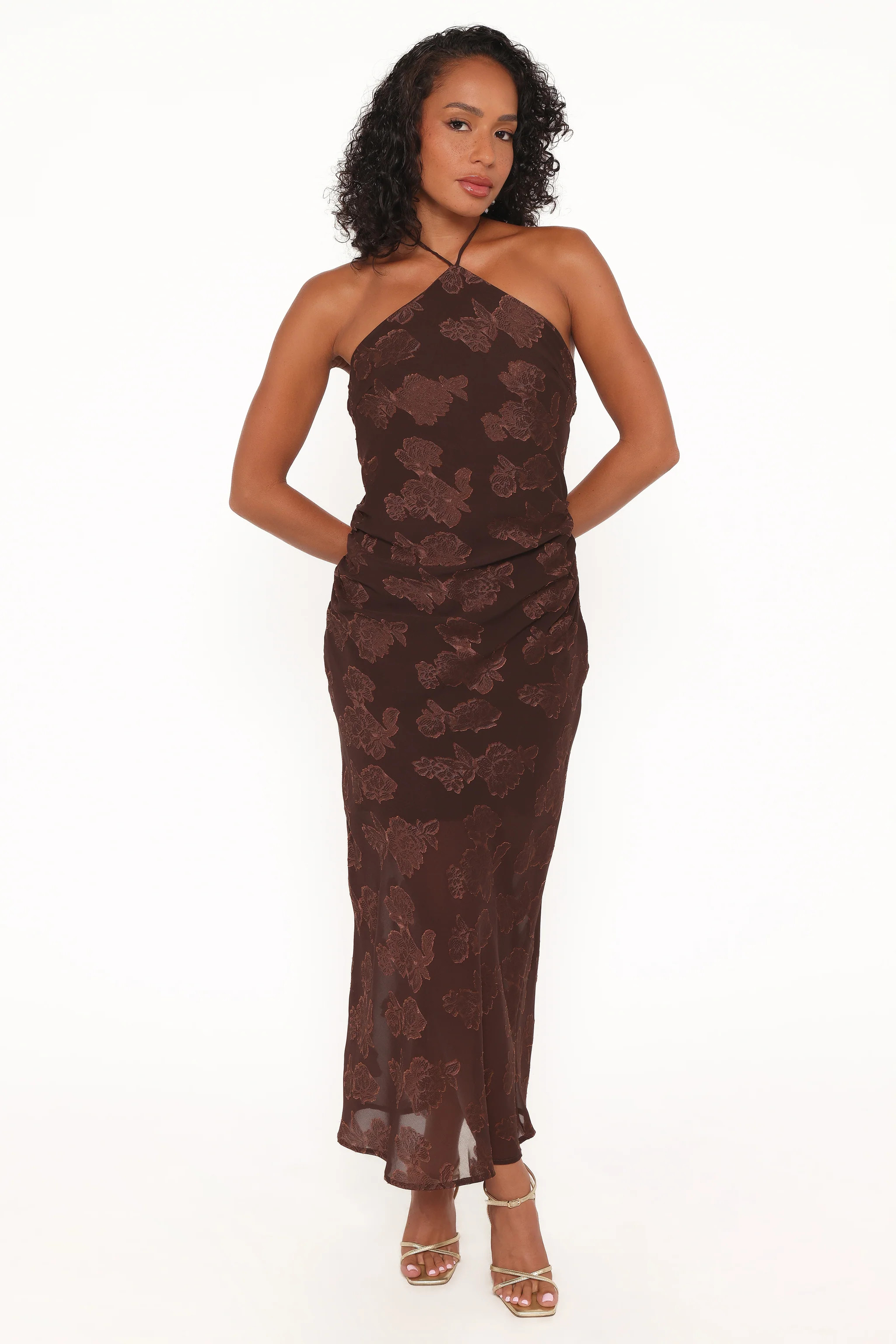Remy Halterneck Maxi Dress - Brown | Petal & Pup (US)