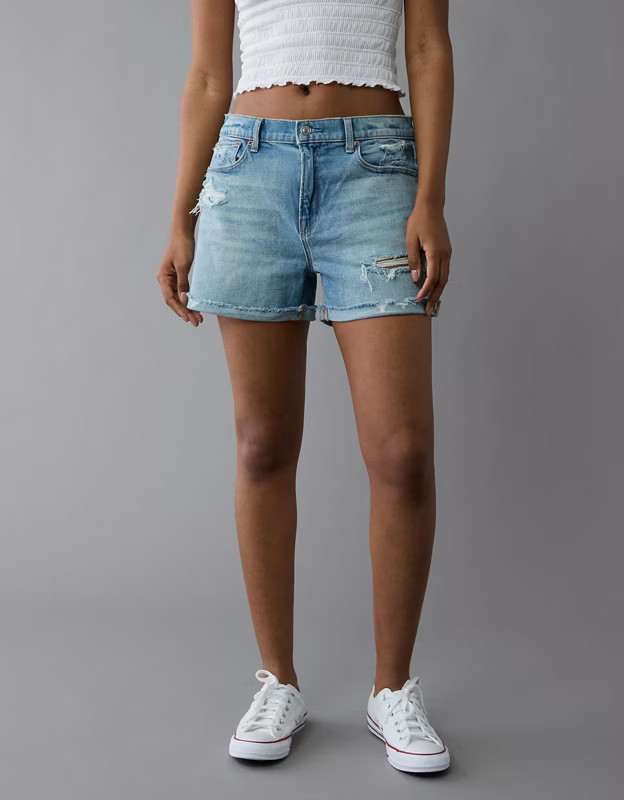 AE Stretch Low-Rise Ex-Boyfriend Denim Short | American Eagle Outfitters (US & CA)