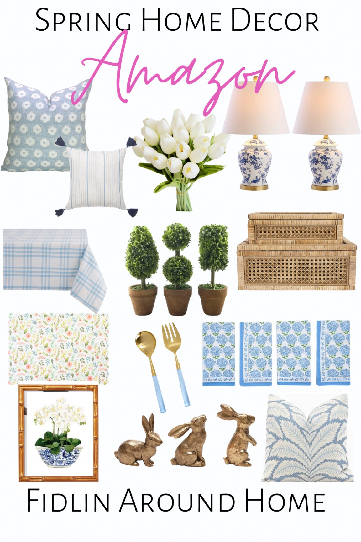 Spring home decor finds on Amazon! Grand millennial spring style and decor - perfect for Easter and for gifts! Lamps pillows tablecloths linens  prints frames faux trees and flowers etc!

#LTKFind #LTKhome #LTKSeasonal