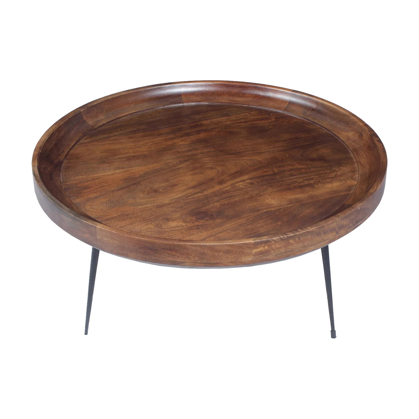 Benzara Round Mango Wood Coffee Table with Splayed Metal Legs | Walmart (US)