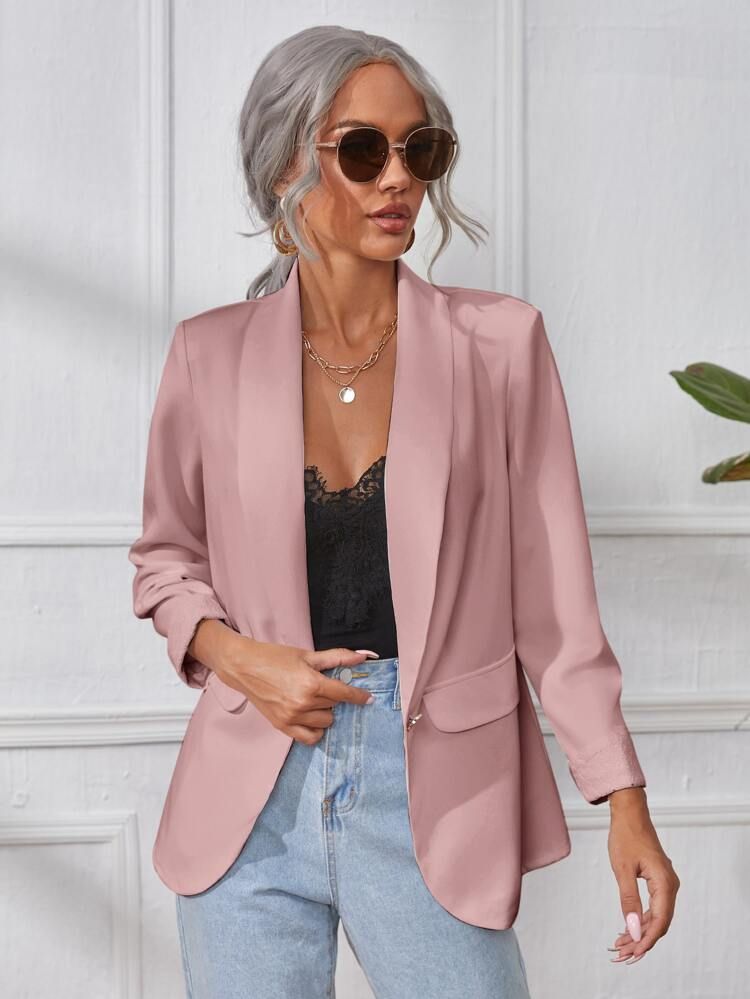 SHEIN Shawl Collar Flap Detail Blazer | SHEIN