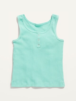 Cropped Rib-Knit Henley Tank Top for Girls | Old Navy (US)