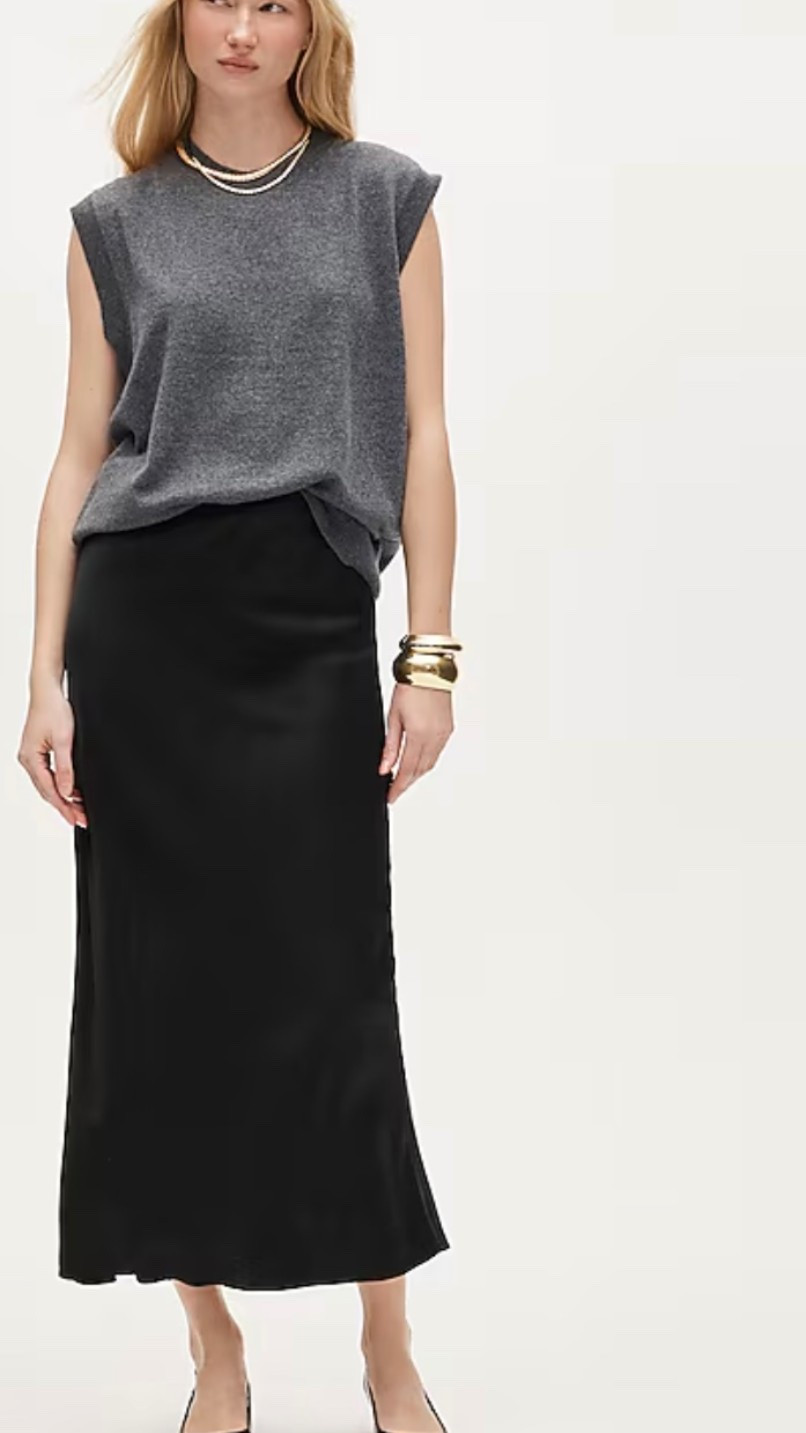 Silk skirt, holiday outfit, black skirt 