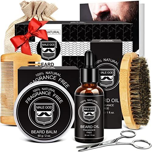 Christmas Gifts for Men - Beard Kit with Beard Oil, Beard Balm, Beard Brush, Comb, Scissors, eboo... | Amazon (US)