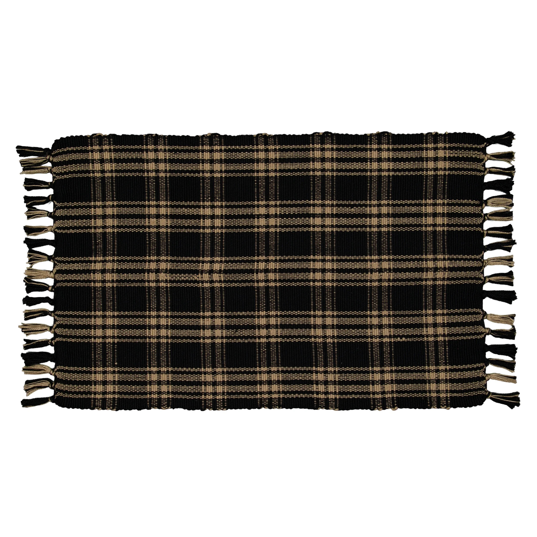 My Texas House Black Plaid Indoor/Outdoor Layering Rug, 24" x 38" | Walmart (US)