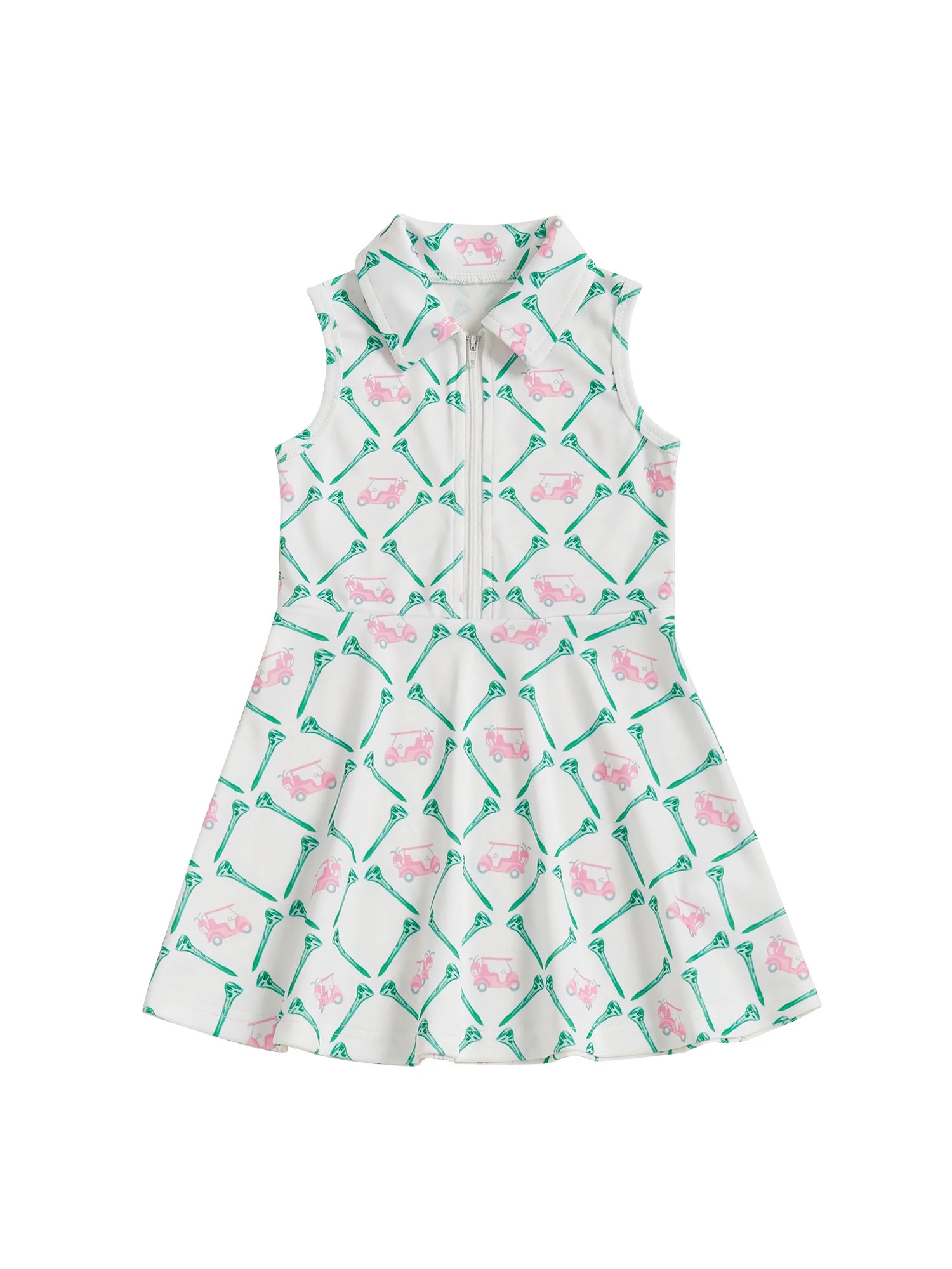 BemeyourBBs Little Girl Tank Dress Golf Cart Zipper Collared Sleeveless Dress | Walmart (US)