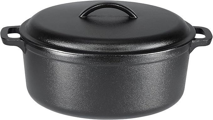 Amazon Basics Pre-Seasoned Cast Iron Dutch Oven Pot with Lid and Dual Handles, Oven Safe, Heavy-D... | Amazon (US)