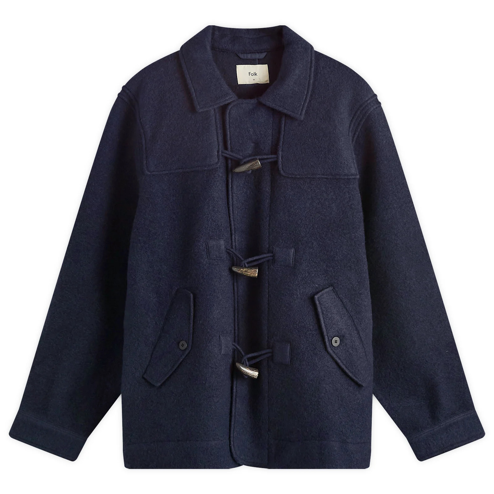 Folk Men's Duffle Coat in Navy Wool, Size 4 | END. Clothing