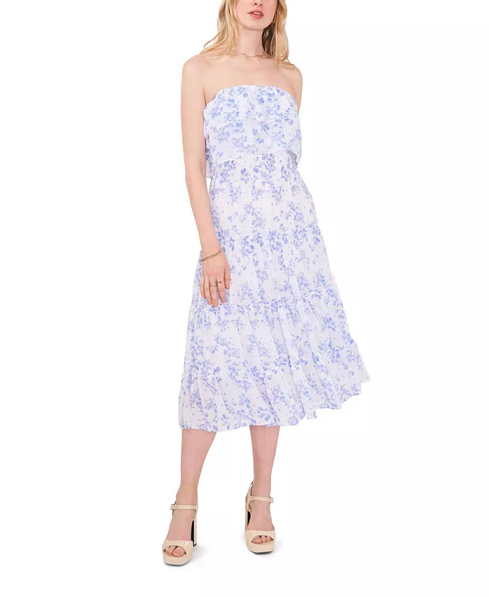 Women's Strapless Ruffle Tiered Midi Dress | Macy's