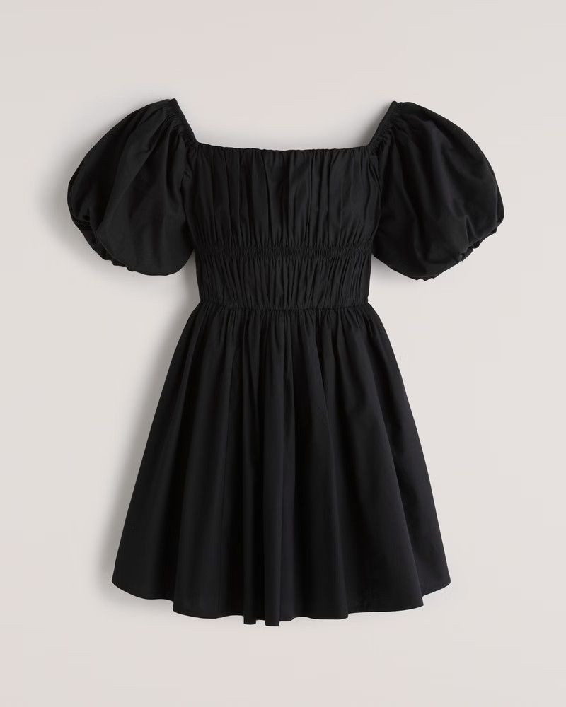 Off-The-Shoulder Puff Sleeve Mini Dress Dresses Black Dress Spring Dress Pastel Spring Outfits  | Abercrombie & Fitch (US)