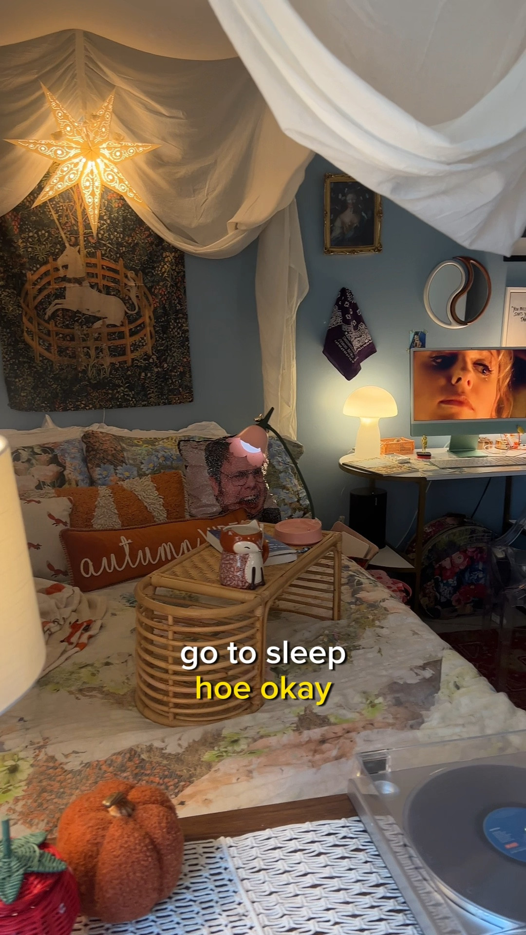 Background Actress Autumn 🍂 I was working out the other morning and @codyrigsby spoke to my soul 😂 This is the autumn version of Autumn (me) I want to be this fall. Haha

I linked some of the bedding and decor in the video. 

#backgroundactressautumn #maincharacter #maincharacterenergy #falldecor #maximalism #cozydecor #whimsicaldecor #halloweendecor #cottagecore #cottagecoreaesthetic #codyrigsby #peloton #apartmenttherapy #urbanoutfitters #ltkhome #ltk #cozyvibes #autumnvibes #autumndecor #fairycore #fairycoreaesthetic #dopaminedecor #colorfulhome #cozybedroom #bedroominspiration #uohome #dwightschrute #bookstagram #introvert #homebody

#LTKfindsunder50 #LTKfindsunder100 #LTKhome