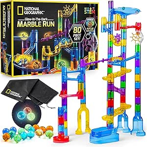 NATIONAL GEOGRAPHIC Glowing Marble Run – 80 Piece Construction Set with 15 Glow in the Dark Gla... | Amazon (US)
