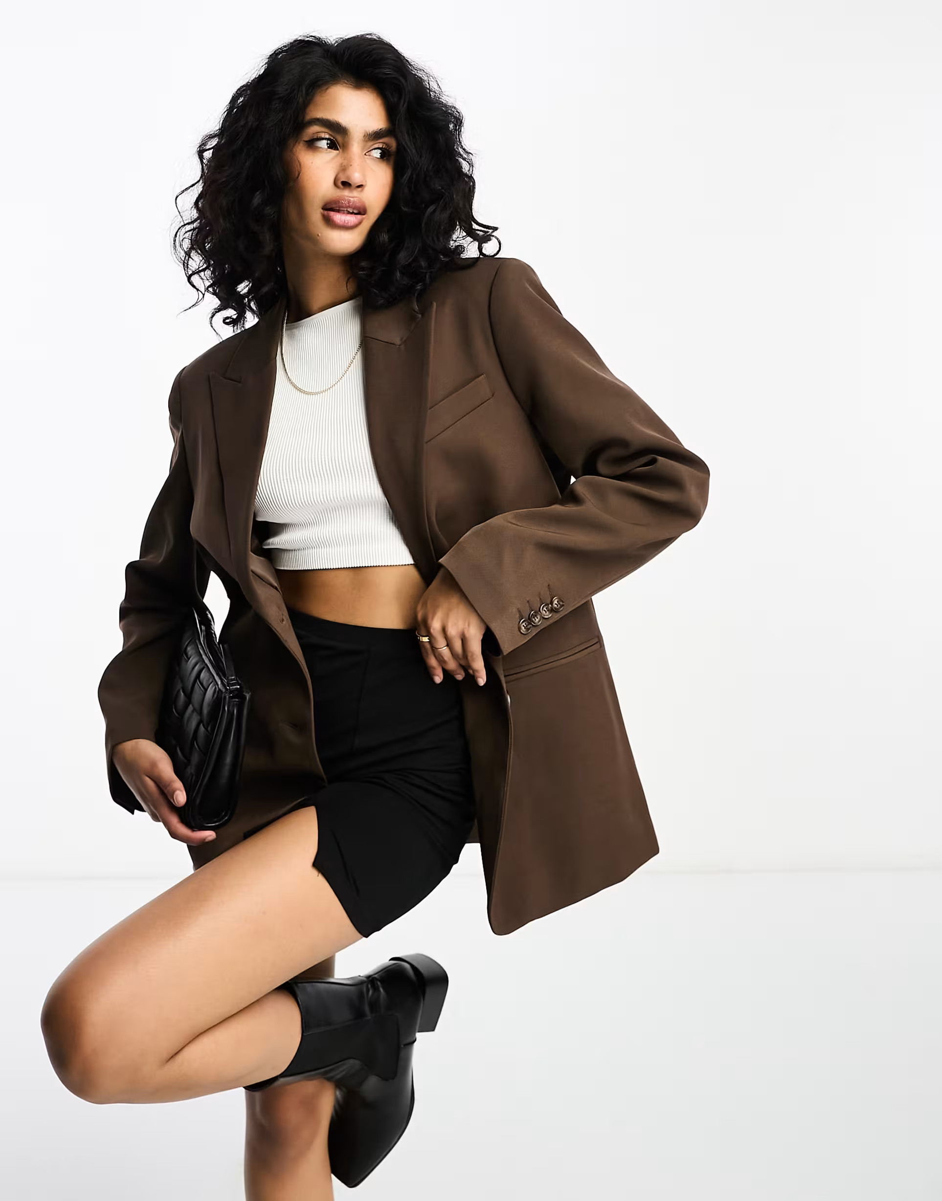 NA-KD oversized blazer in brown | ASOS (Global)