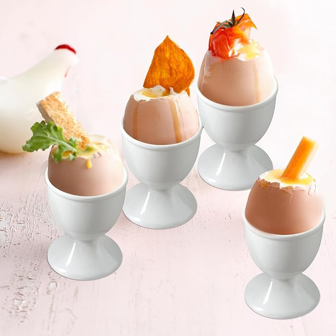Cinf Ceramic Egg Cup Gift Set of 4 Porcelain Holder Breakfast Boiled Cooking Easy to Clean Childh... | Amazon (US)