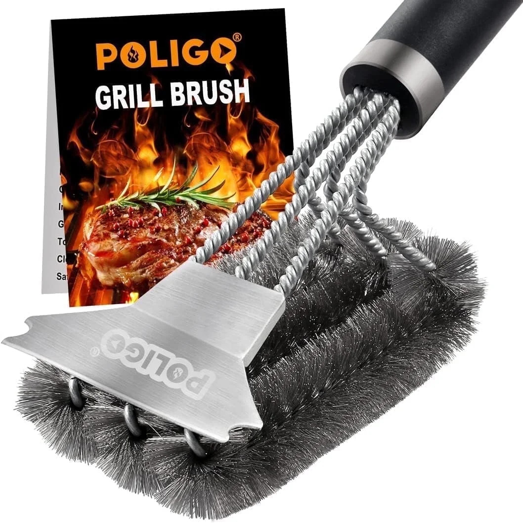 POLIGO Safe Grill Brush and Scraper Bristle Free- Best BBQ Brush Gift for Grill Cooking Cleaning | Walmart (US)
