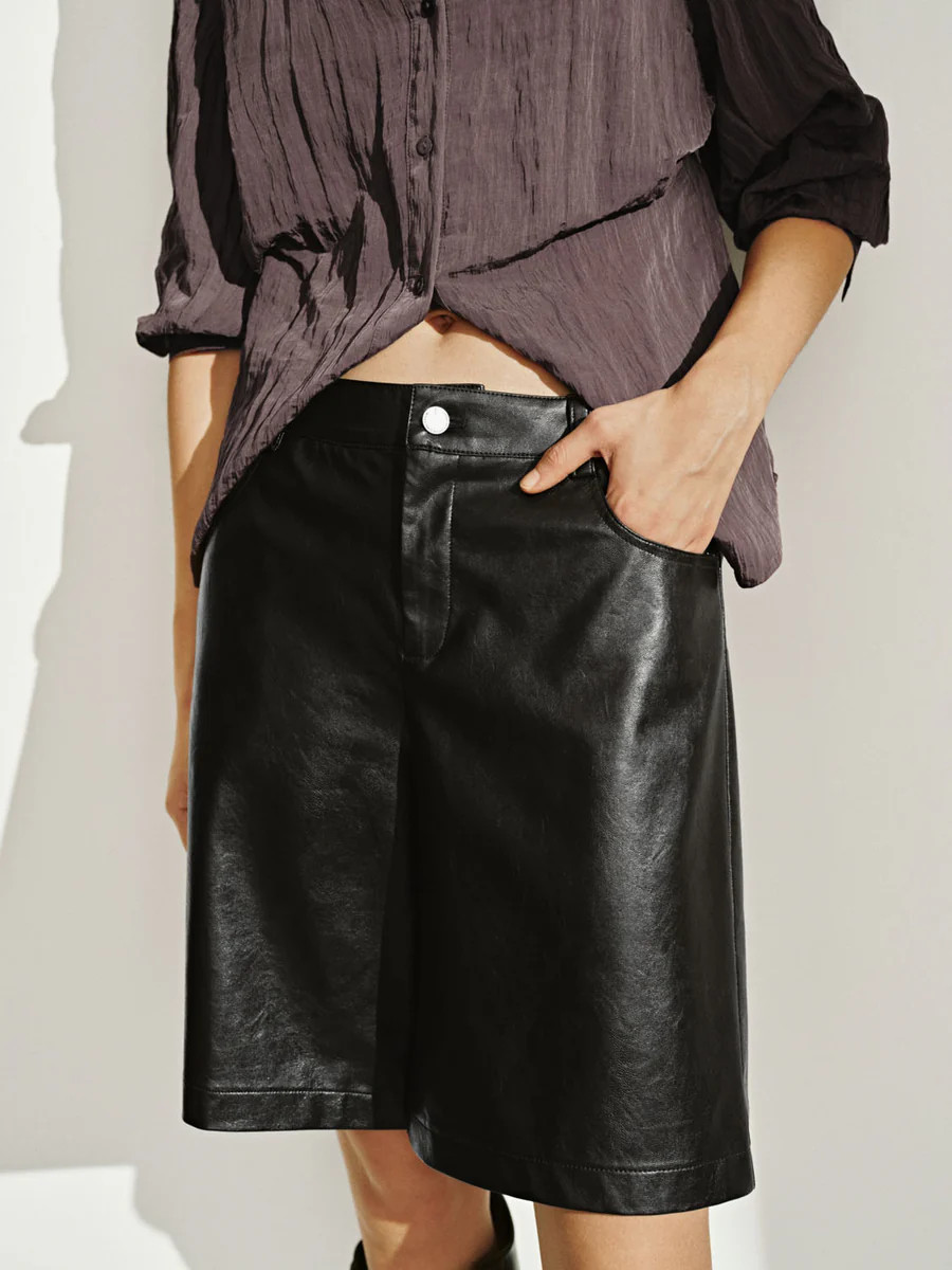Leisure Vegan Leather Shorts | Urban Revivo