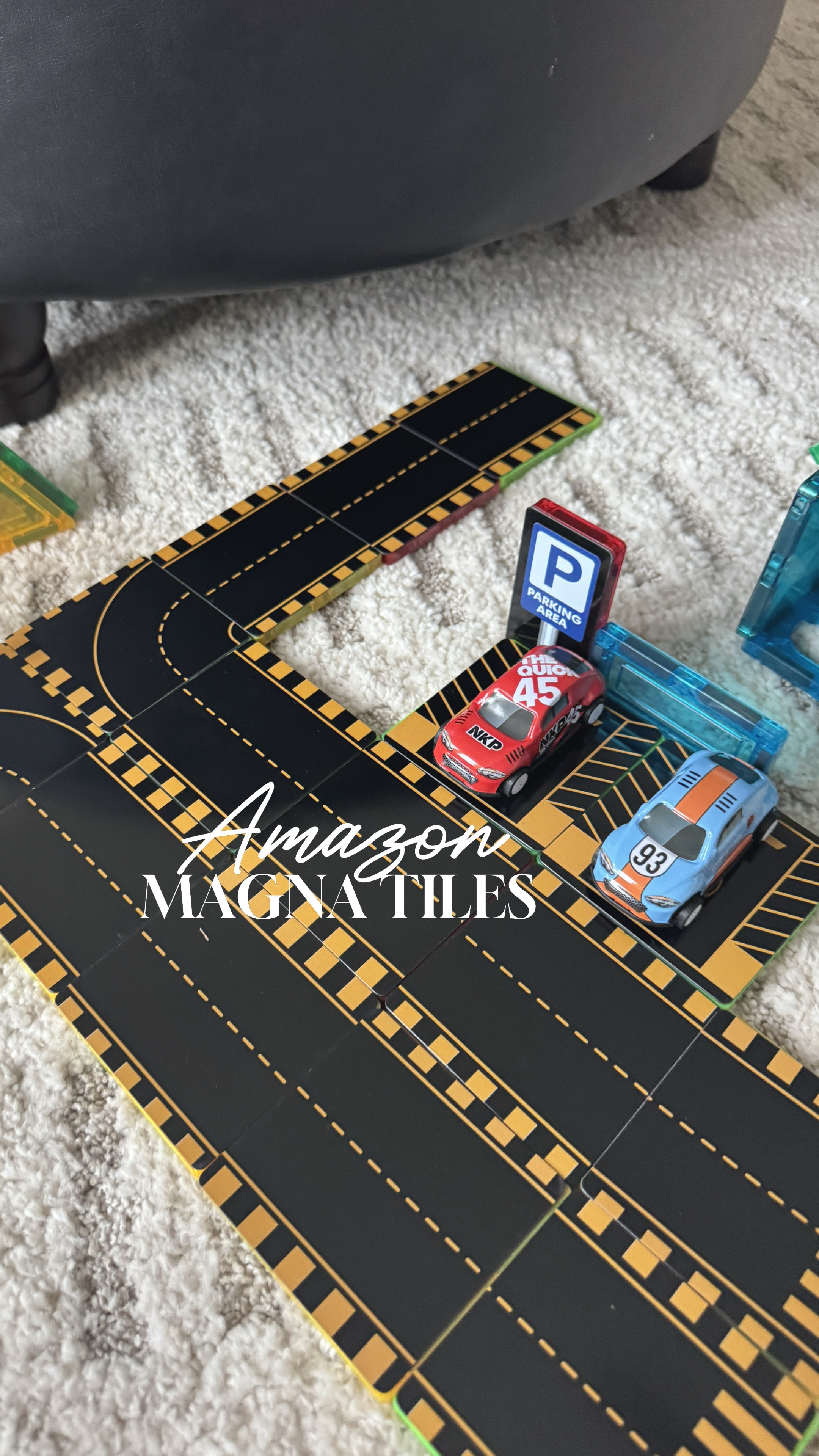 Obakaer Magnetic Tiles Road Building Blocks Set, Magnet Tiles For Kids Ages 3-5 4-8 5-7,Montessori STEM Creativity Toys 3+ Year Old Boys & Girls