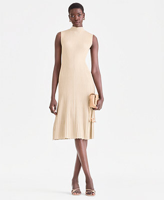 Women's Sleeveless Metallic Rib-Knit Sweater Dress | Macy's