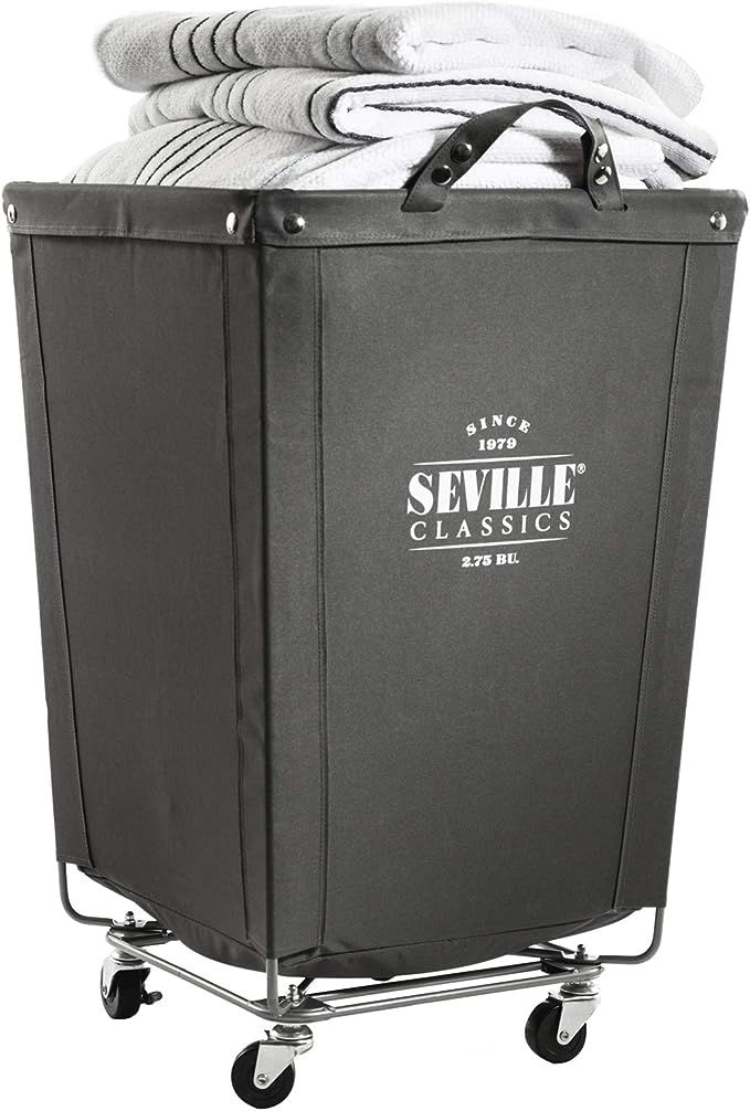 Seville Classics Large Commercial Heavy Duty Rolling Steel Frame Laundry Hamper Canvas Cart Bin w... | Amazon (US)