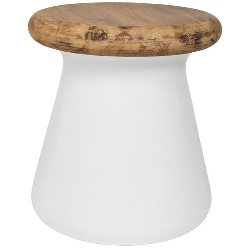 Oshie Outdoor Side Table - Ivory - Beige | End Table, Occasional Table, Small Table | One Kings Lane