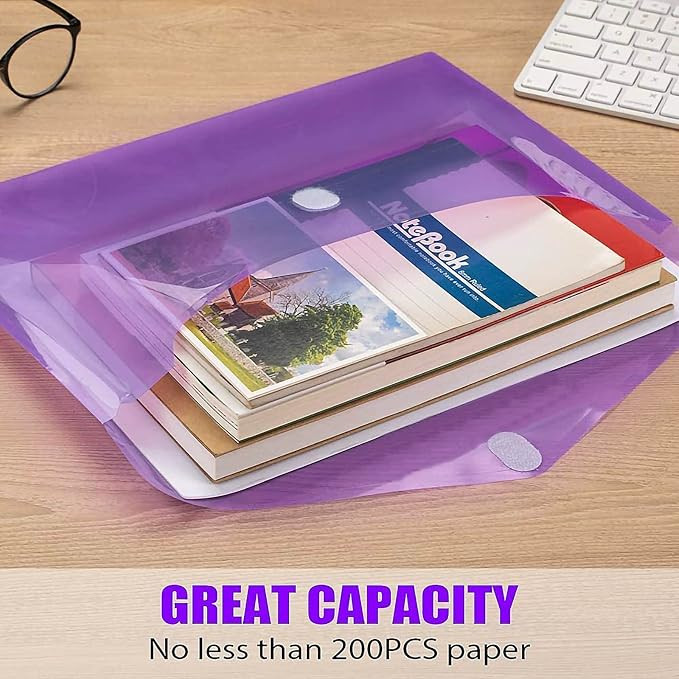 Sooez 12 Pack Plastic Envelopes Poly Envelopes, Clear Document Folders Plastic File Folders Envel... | Amazon (US)