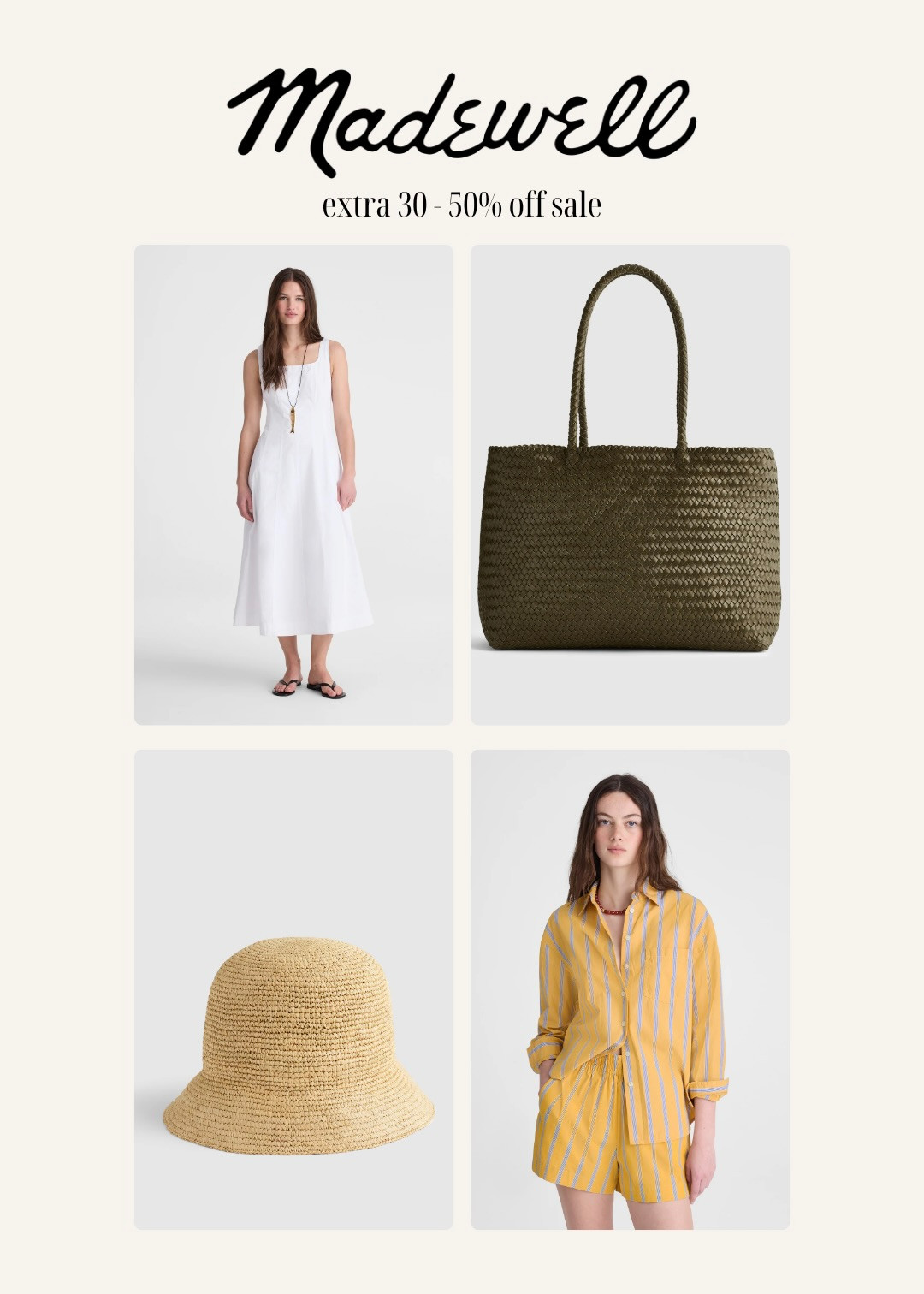 [6/19/26] Madewell extra 30-50% off sale! 🤍

summer outfits
sale alert
resort wear
summer dresses
woven bag
raffia hat
vacation outfit 

 #LTKootd #LTKSeasonal #LTKSaleAlert