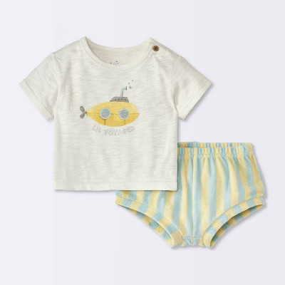 Baby Boys' Submarine T-Shirt & Bloomer Set - Cloud Island™ Yellow | Target