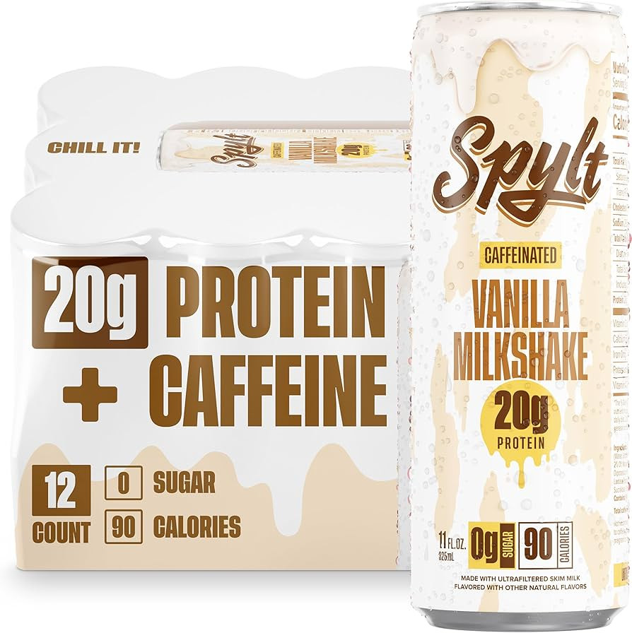 Spylt High Protein Vanilla Milkshake with 60mg Caffeine & 20g Protein - 90 Calories, Ready to Dri... | Amazon (US)