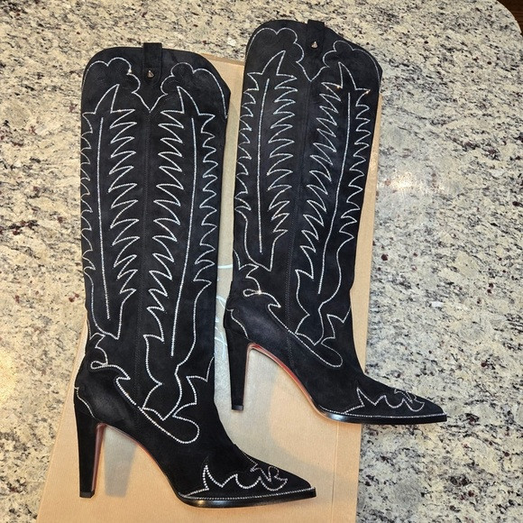 NEW Christian Louboutin Santia Botta Strass Black Heeled Boots Size 37.5 | Poshmark