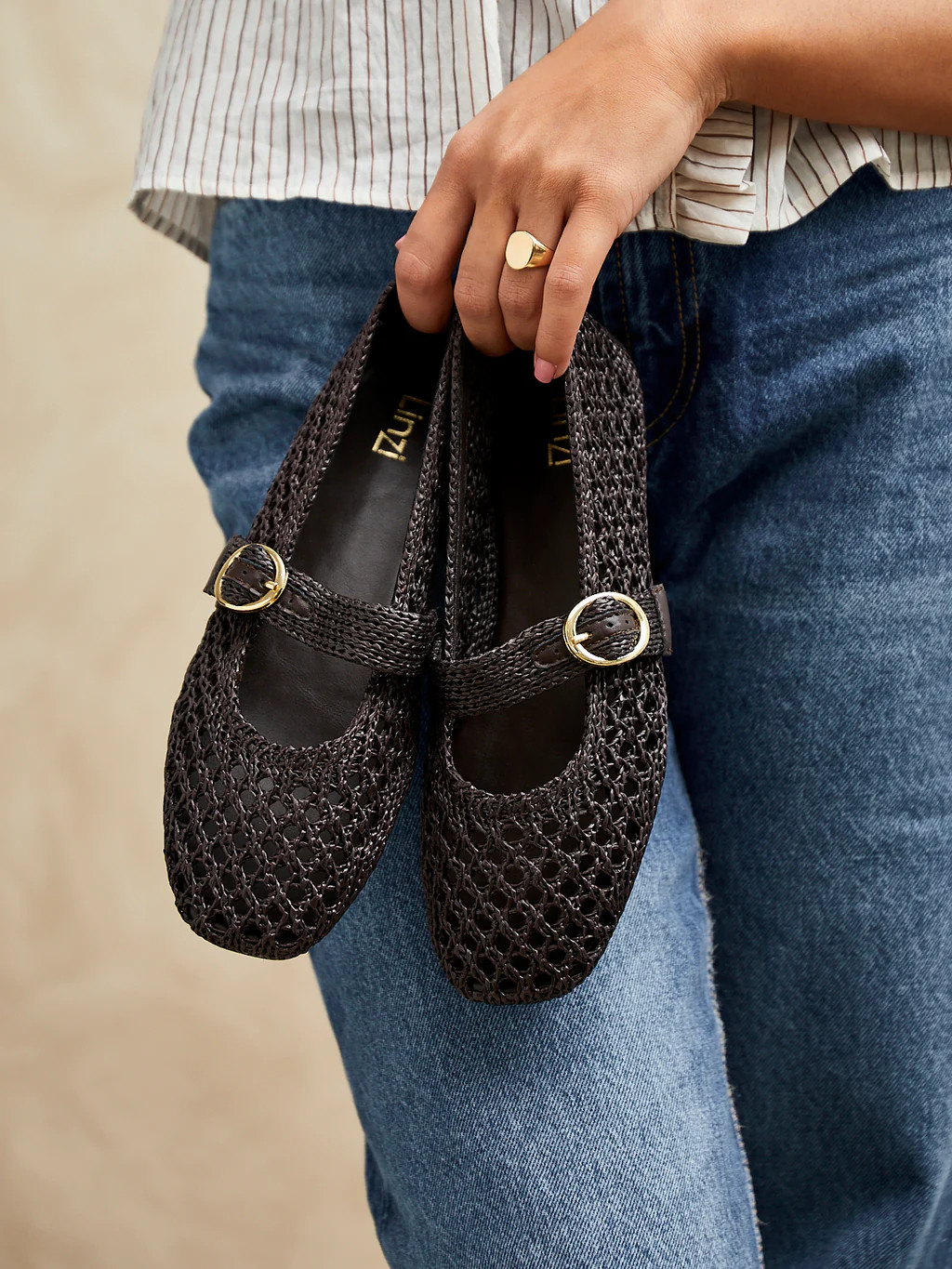 Verona Brown Handwoven Mary Jane Pumps | Linzi Shoes