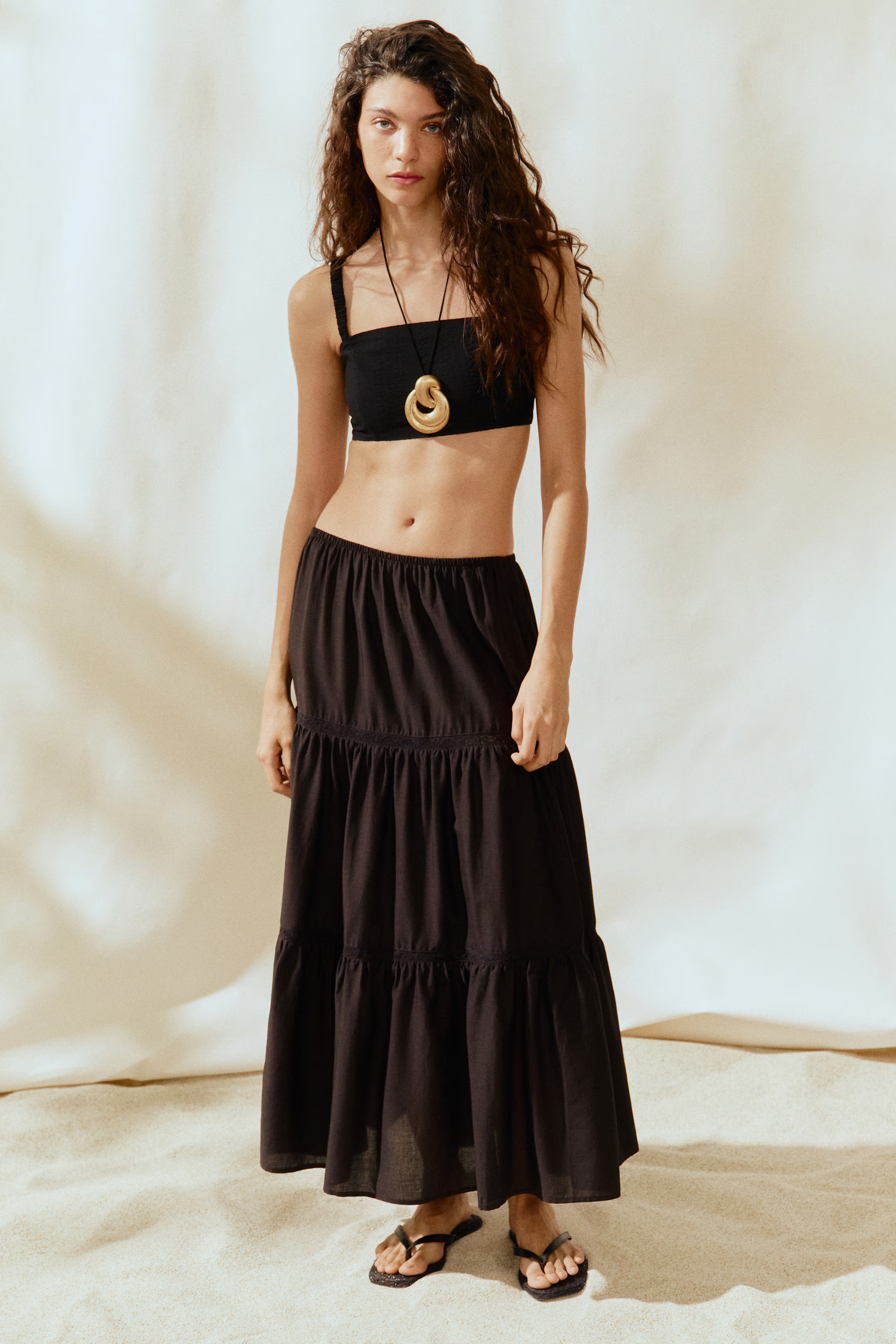 Lace-Inset Maxi Skirt | H&M (US + CA)