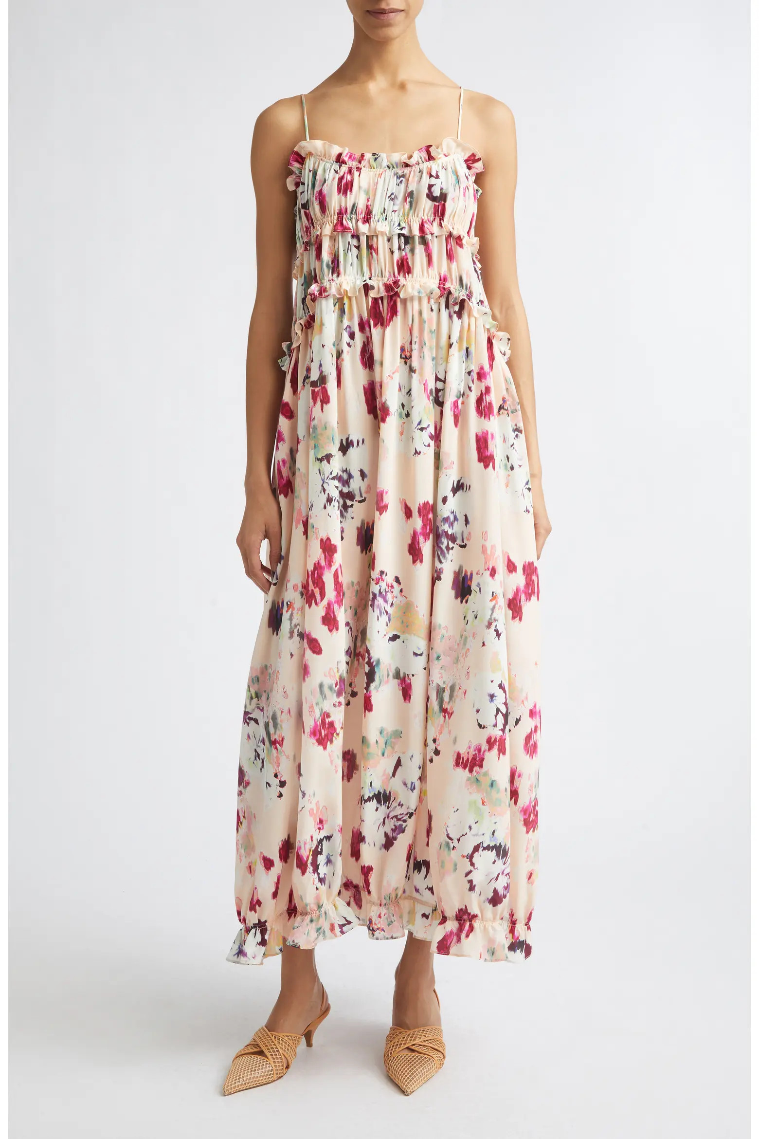Ulla Johnson Clove Floral Tiered Silk Chiffon Dress (Women) | Nordstrom | Nordstrom