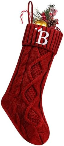 Personalized Christmas Stockings with Initials, 18 Inches Large Embroidered Monogrammed Cable Kni... | Amazon (US)