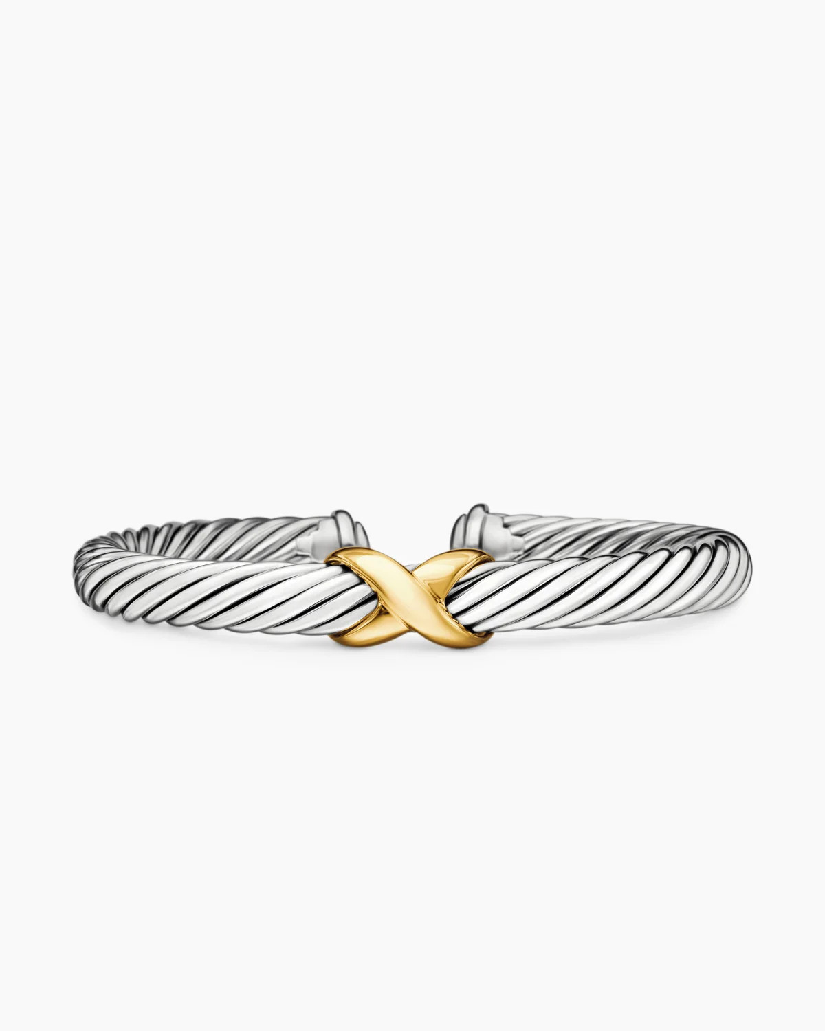 David Yurman | X Classic Cable Station Bracelet in Sterling Silver with 14K Yellow Gold, 7mm | David Yurman