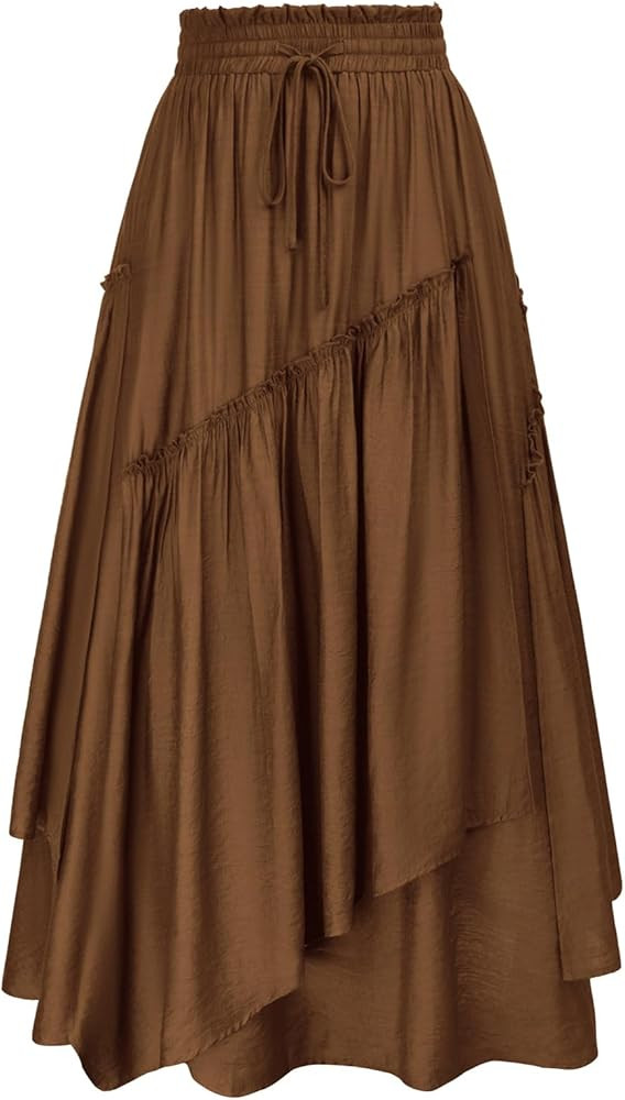 SCARLRT Darkness Long Skirts for Women Renaissance Flowy Pirate Maxi Skirt | Amazon (US)