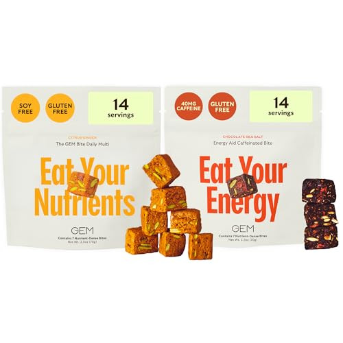 GEM Daily Superfood and Energy Support for Women & Men, Natural Whole Foods with Essential 20+ Whole-Food Vitamins, Minerals, superfoods, prebiotics, Clean Energy Variety Pack, 28 Servings | Amazon (US)