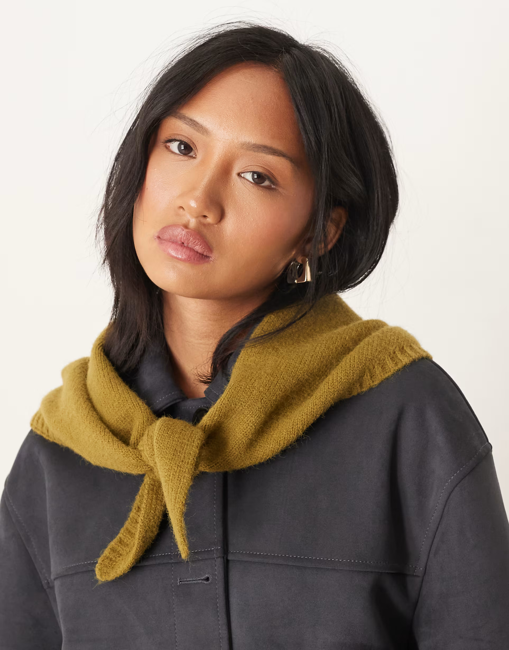 ASOS DESIGN knitted triangle scarf in olive | ASOS | ASOS (Global)