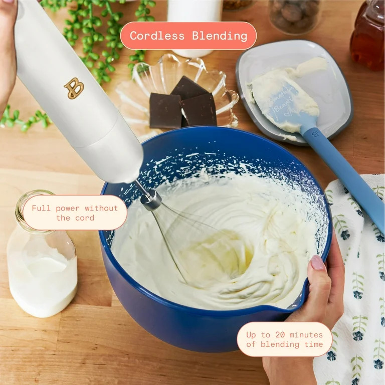 Beautiful Cordless Immersion Blender with Chopper, Whisk & Measuring Cup, White Icing by Drew Bar... | Walmart (US)