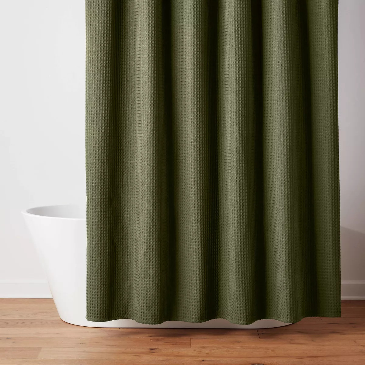 Waffle Weave Shower Curtain Dark Olive Green - Threshold™ | Target