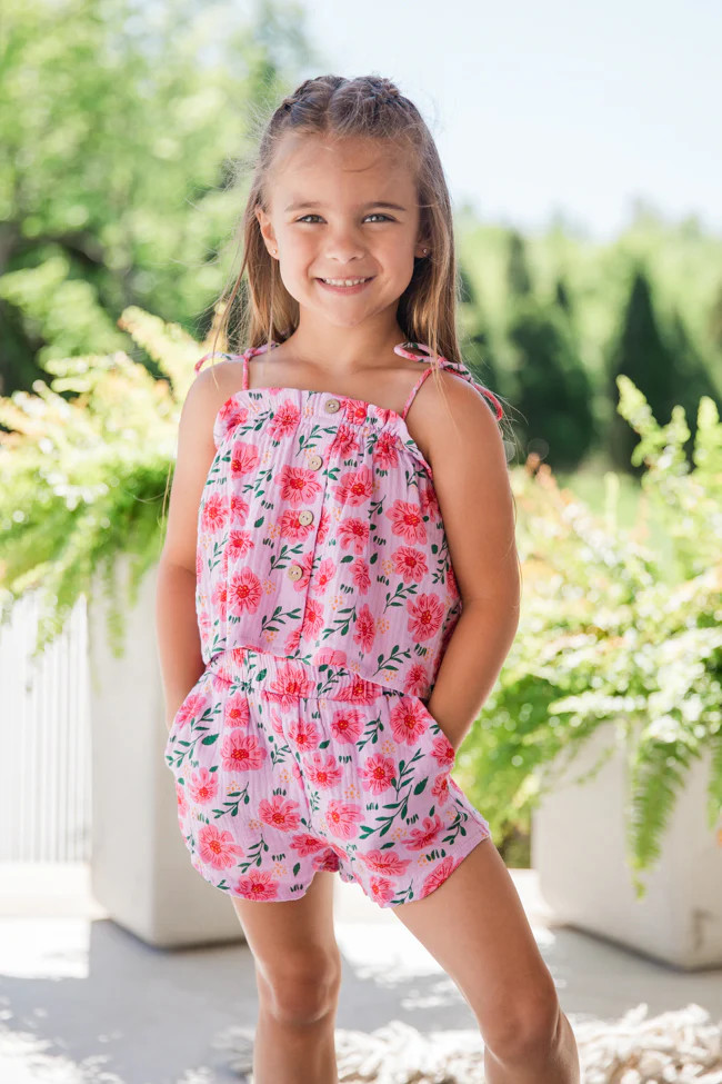 Kid's Send A Postcard Floral Gauze Printed Set SALE | Pink Lily