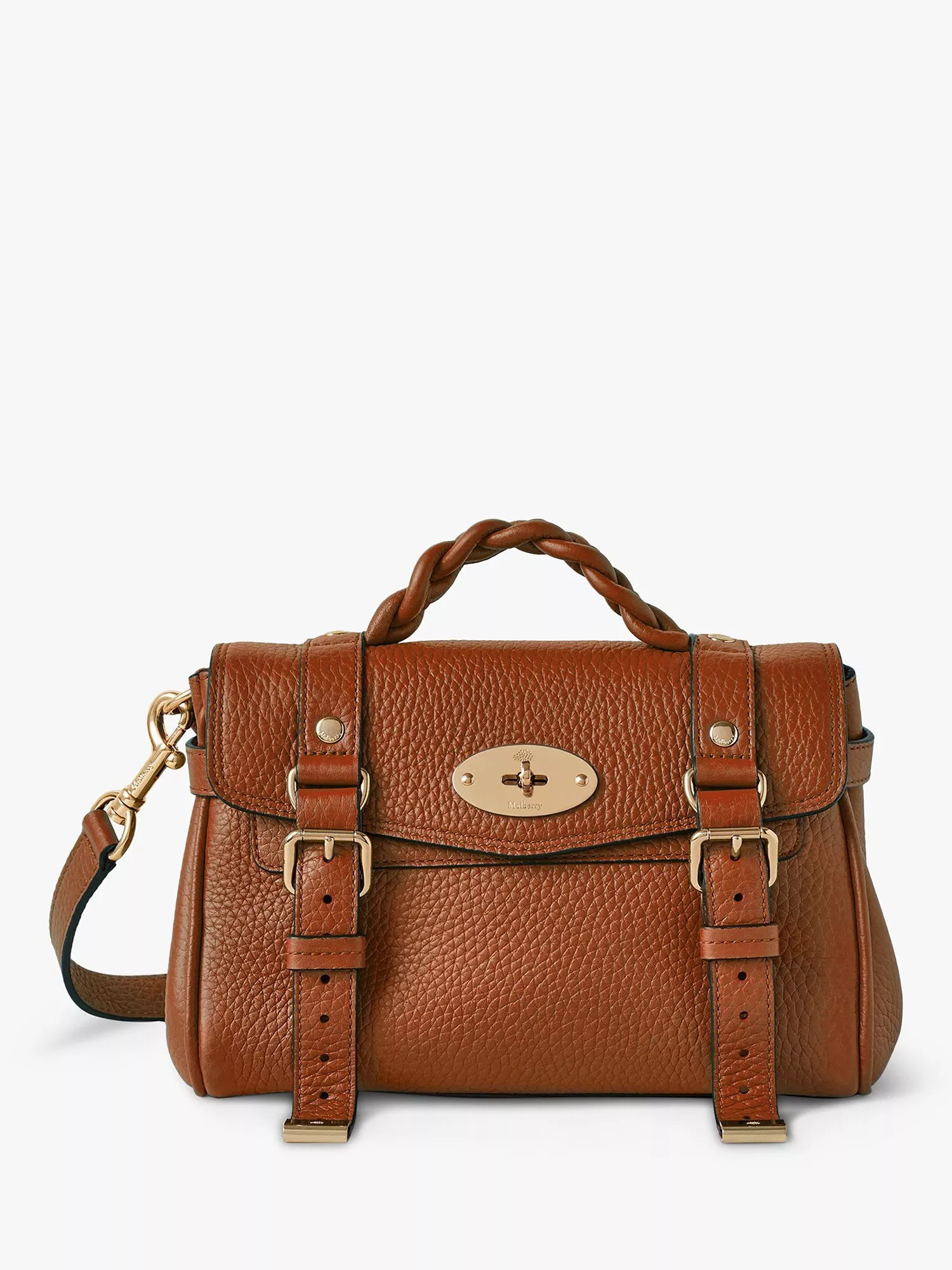 MulberryMini Alexa Heavy Grain Leather Cross Body Bag, Chestnut | John Lewis (UK)
