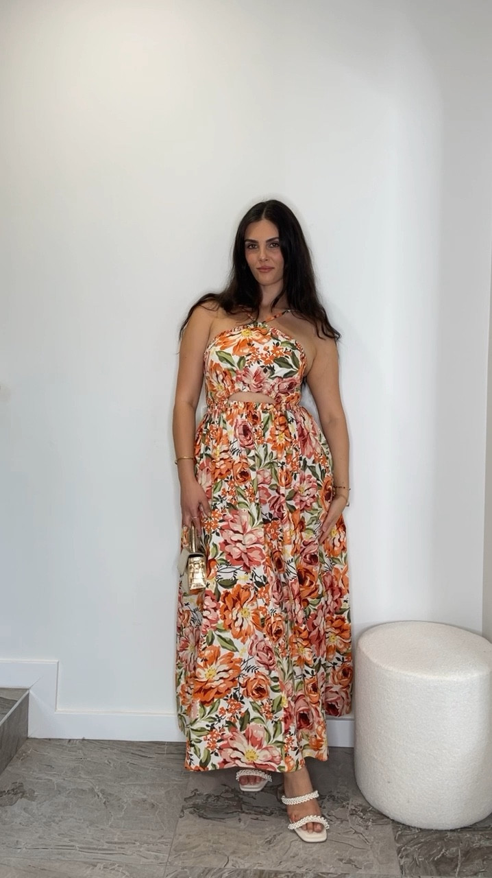 Love this midsize summer dress! Long to the floor I’m 5’8 wearing beautiful pearl heels from Betts shoes and floral orange and green / pink patterned dress from petal and pup! Beautiful dainty neckline and small cut out in front size L 🧡

#LTKstyletip #LTKmidsize #LTKcurves