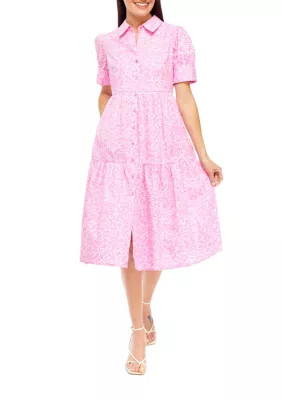 Crown & Ivy™ Petite Printed Midi Shirtdress | Belk