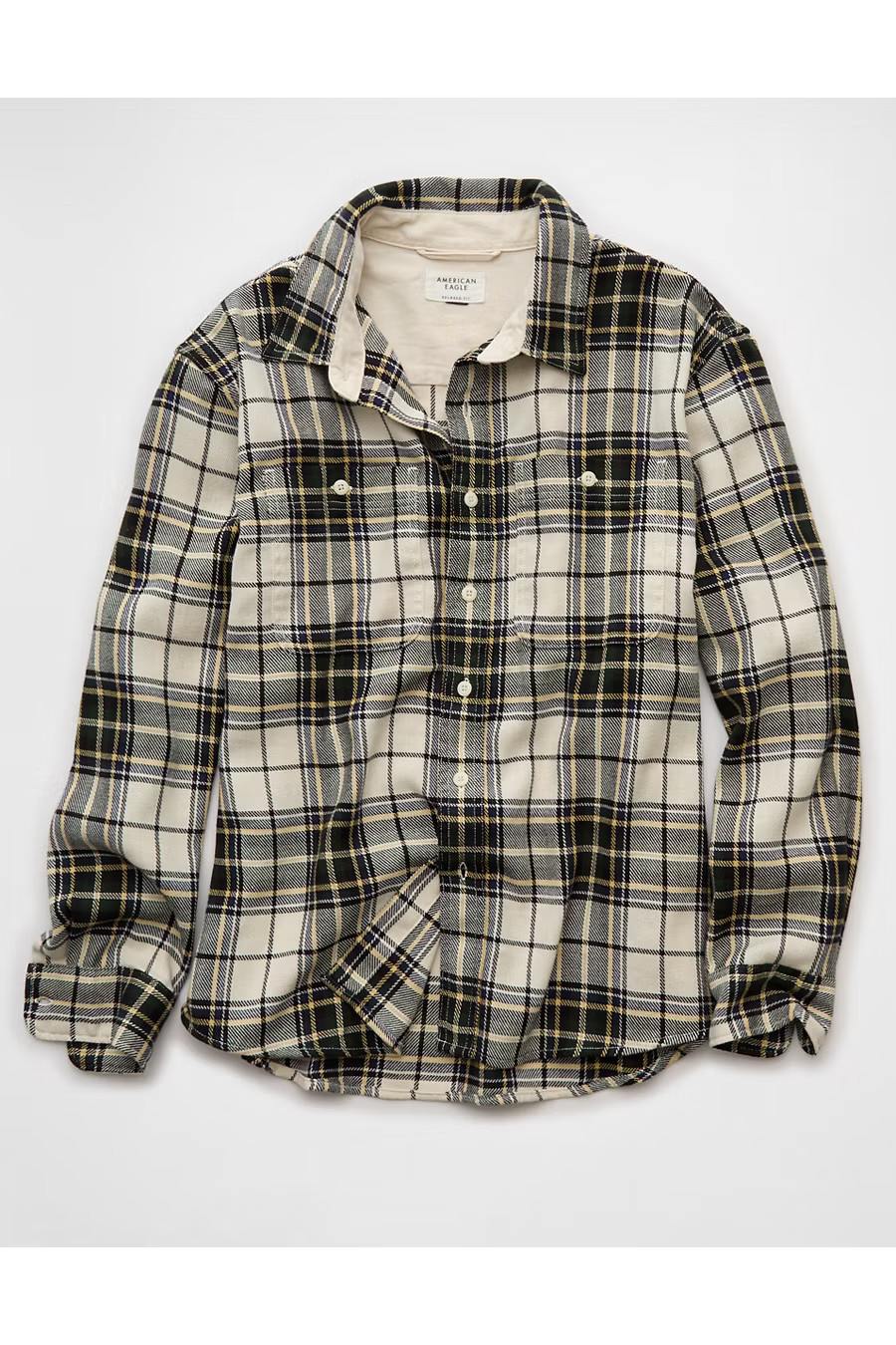 AE Textured Flannel Shirt Men's Green L | American Eagle Outfitters (US & CA)