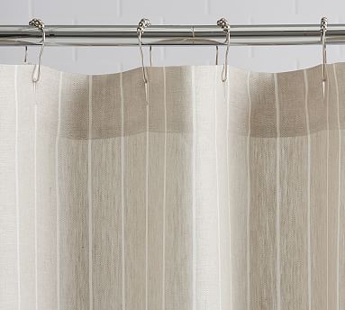 Belgian Flax Linen Striped Shower Curtain | Pottery Barn (US)