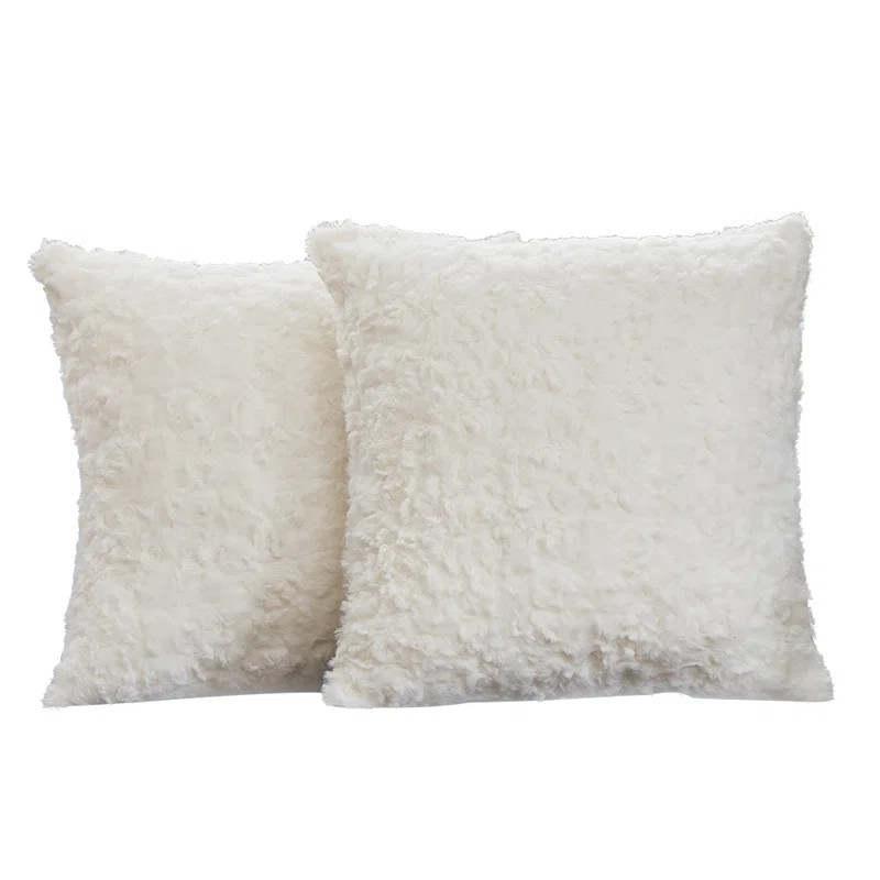 Favfurish Throw Pillows with Inserts Included 18x18，set of 2 white soft square Decorative Throw... | Wayfair North America