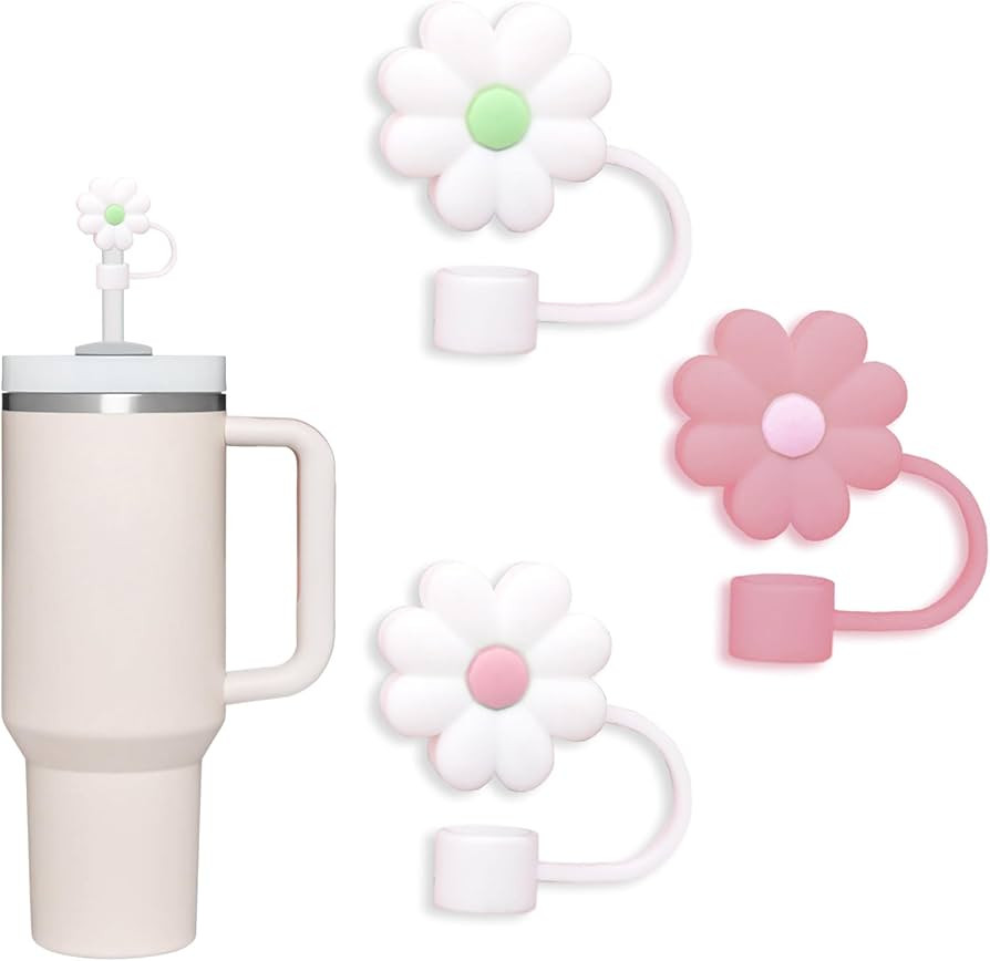 3 Pack Compatible with Stanley 30&40 Oz Tumbler, 10mm Flower Straw Covers Cover, Cute Silicone St... | Amazon (US)