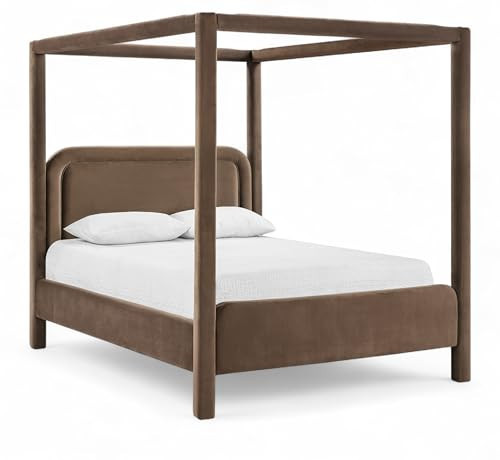 Meridian Furniture B1295Brown-Q Salina Collection Modern | Contemporary Queen Bed with Ultra Luxe Velvet, 460 GSM Velvet, Canopy Bed, 68" W x 88" D x 80" H | Amazon (US)