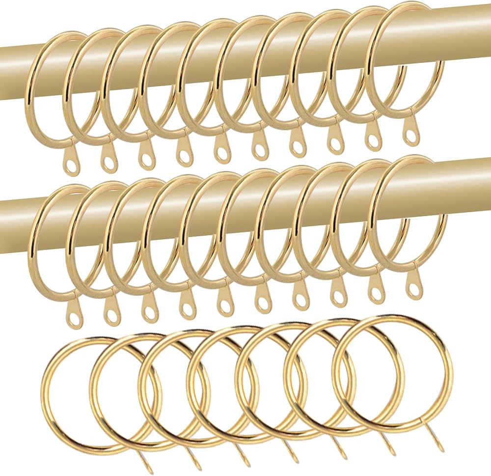 28 pcs 1.5-Inch Inner Diameter Metal Drapery Rings Curtain Rings with Eyelets, Decorative Curtain... | Amazon (US)