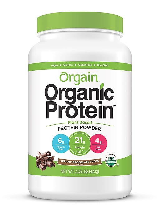 Orgain Organic Plant Based Protein Powder, Creamy Chocolate Fudge - Vegan, Low Net Carbs, Non Dai... | Amazon (US)